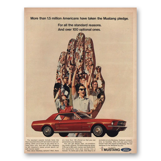 1967 Ford Mustang Americans Take Mustang Pledge Vintage Magazine Print Ad