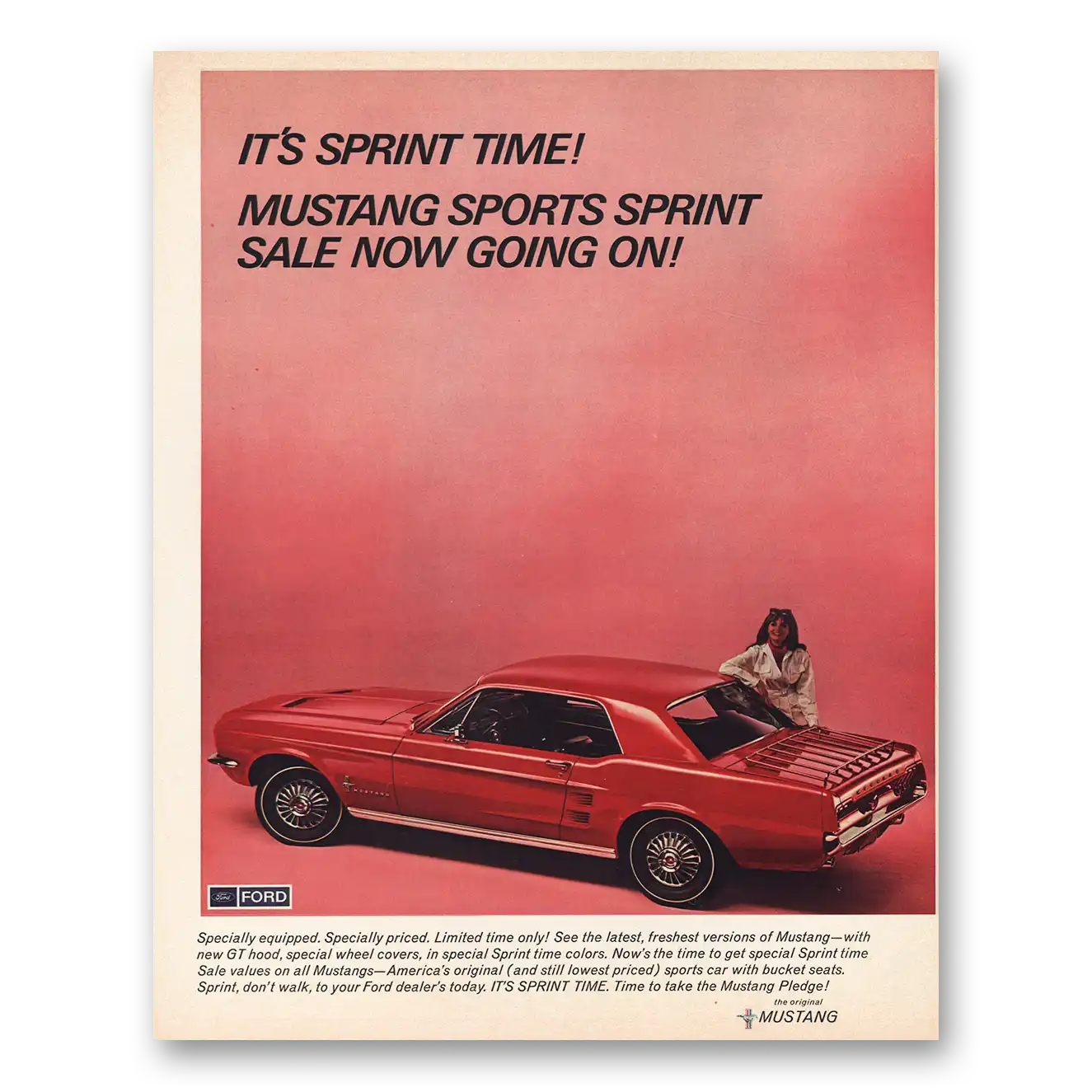 1967 Ford Mustang Sprint Time Vintage Magazine Print Ad