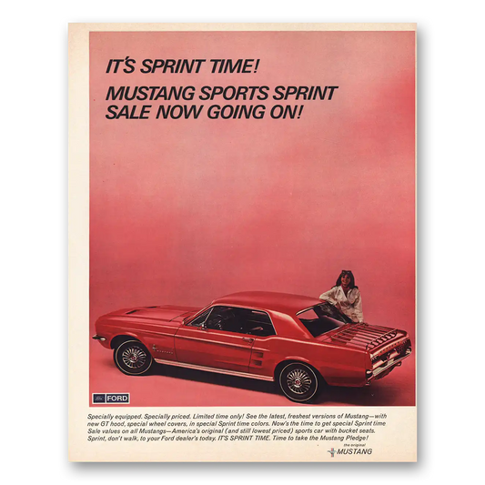 1967 Ford Mustang Sprint Time Vintage Magazine Print Ad