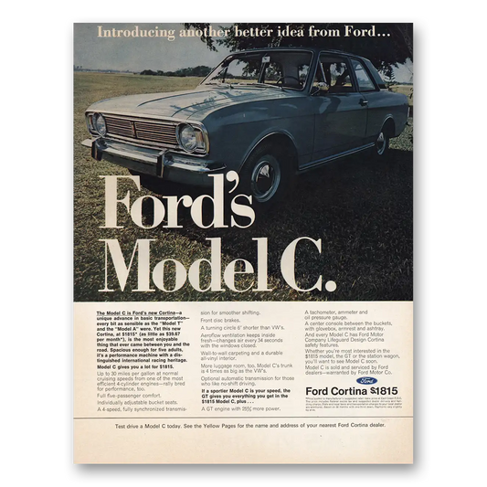 1967 Ford Cortina Another Better Idea Model C Vintage Magazine Print Ad