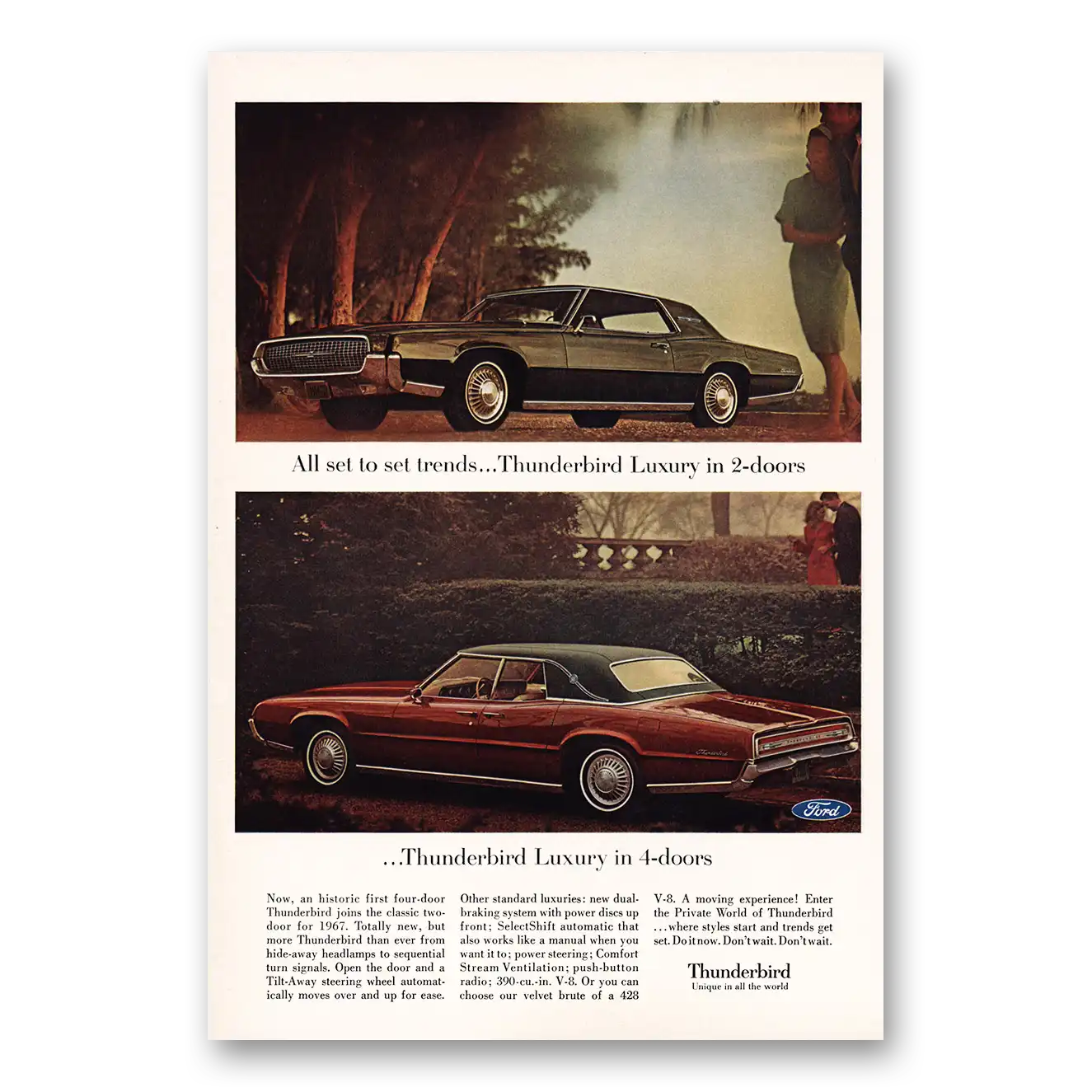 1967 Ford Thunderbird All Set to Set Trends Vintage Magazine Print Ad