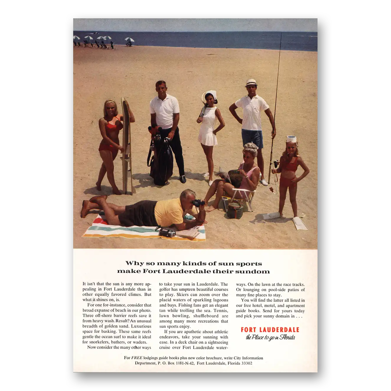 1967 Fort Lauderdale Florida So Many Kinds of Sun Sports Vintage Magazine Print Ad