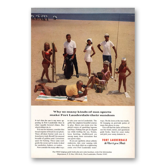 1967 Fort Lauderdale Florida So Many Kinds of Sun Sports Vintage Magazine Print Ad