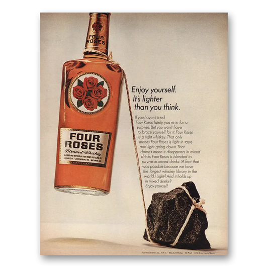 1967 Four Roses Enjoy Yourself Its Lighter Than You Think Vintage Magazine Print Ad