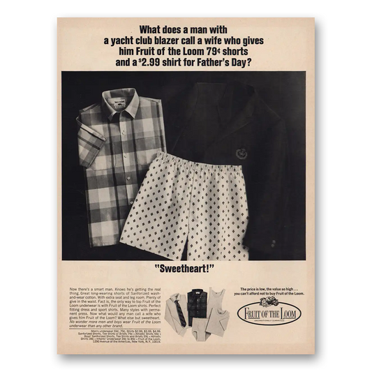 1967 Fruit of the Loom Sweetheart Vintage Magazine Print Ad