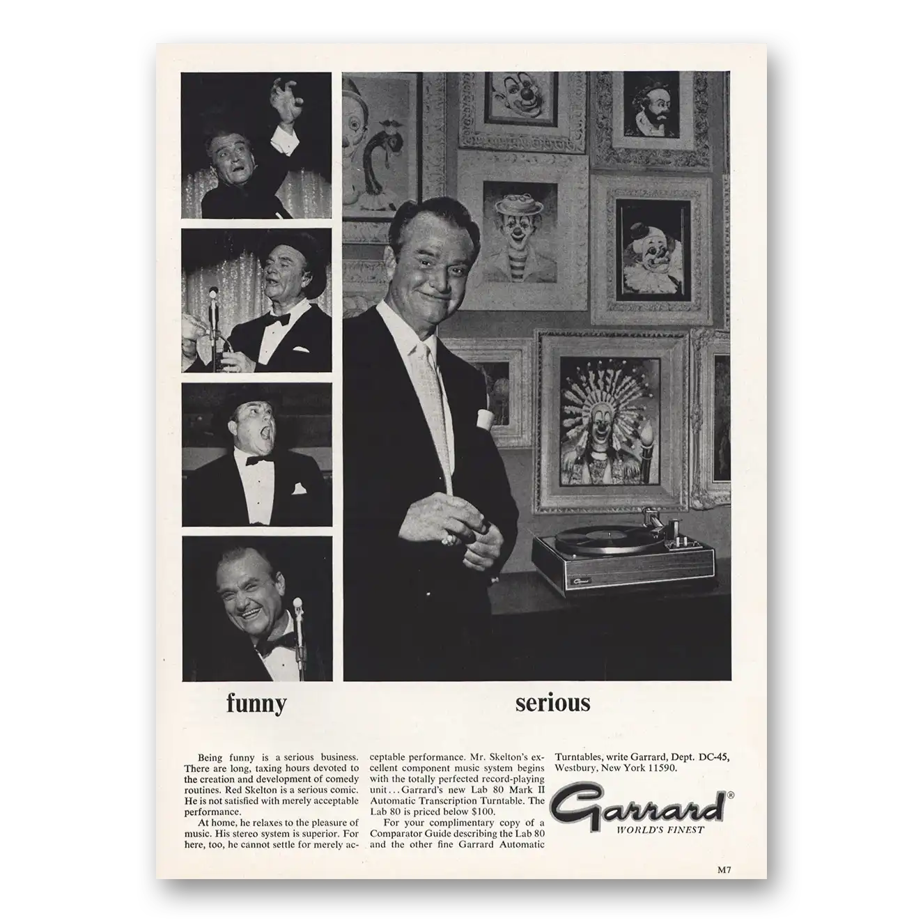 1967 Garrard Turntable Funny Serious Red Skelton Vintage Magazine Print Ad