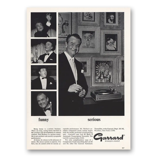 1967 Garrard Turntable Funny Serious Red Skelton Vintage Magazine Print Ad