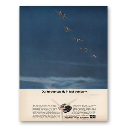 1967 Garrett AiResearch Turboprops Fly Vintage Magazine Print Ad