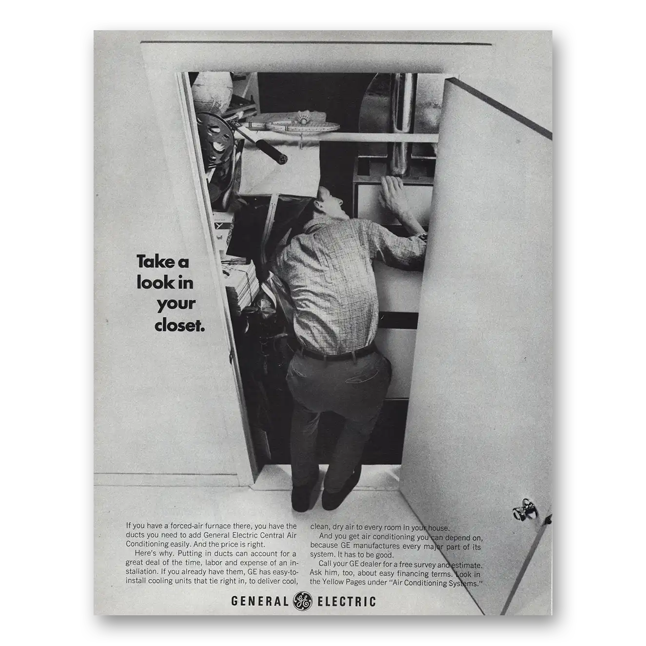 1967 General Electric Air Conditioner Air Conditioning Look In Your Closet Vintage Magazine Print Ad