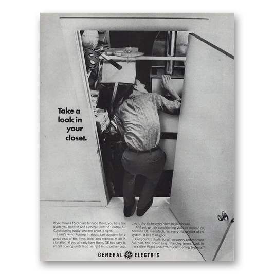 1967 General Electric Air Conditioner Air Conditioning Look In Your Closet Vintage Magazine Print Ad