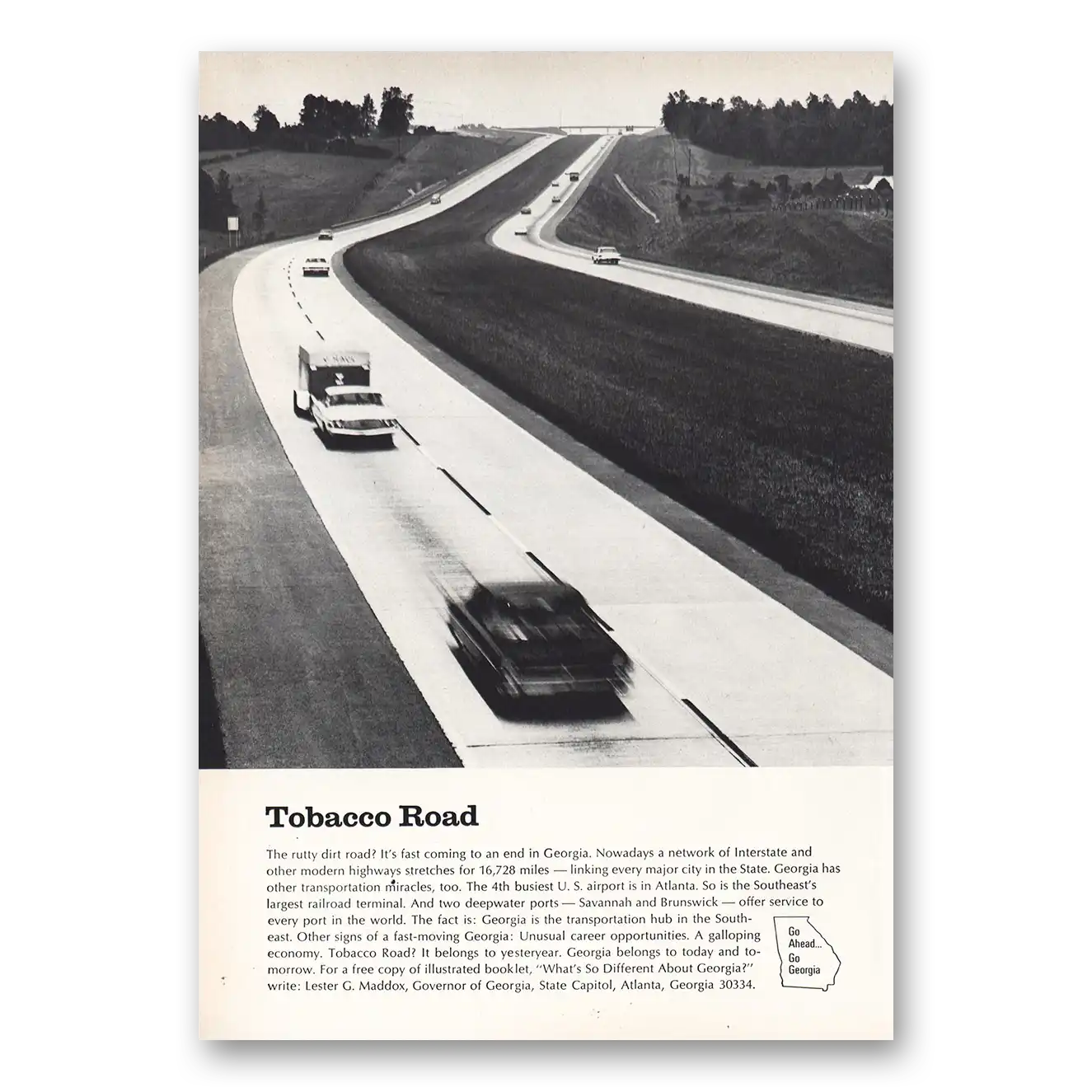 1967 Georgia Tobacco Road Vintage Magazine Print Ad