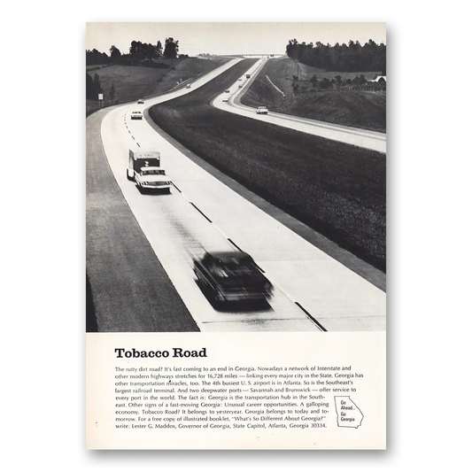 1967 Georgia Tobacco Road Vintage Magazine Print Ad