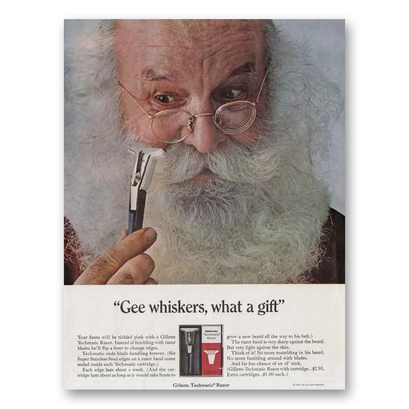 1967 Gillette Techmatic Razor Santa Gee Wiskers What Vintage Magazine Print Ad