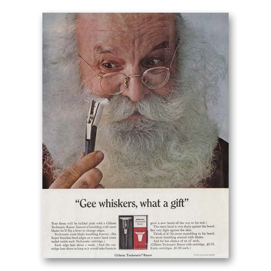 1967 Gillette Techmatic Razor Santa Gee Wiskers What Vintage Magazine Print Ad