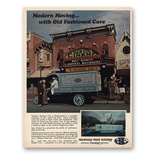 1967 Global Van Lines Disneyland Vintage Magazine Print Ad