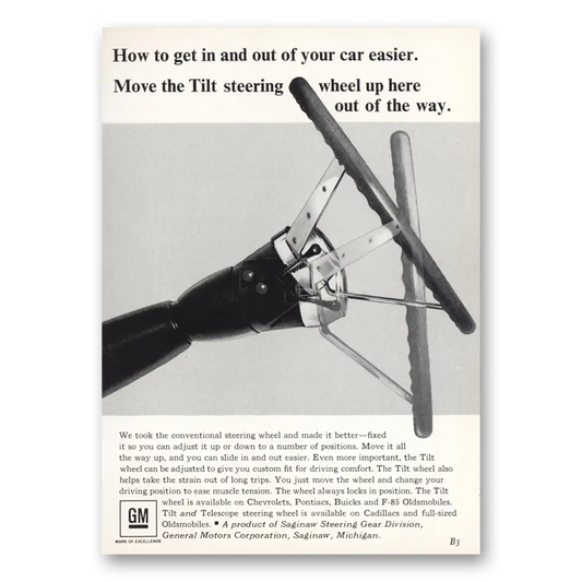 1967 Saginaw Steering Gear Tilting Steering Wheel Vintage Magazine Print Ad