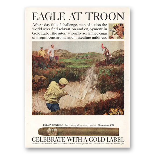 1967 Gold Label Cigars Eagle at Troon Vintage Magazine Print Ad