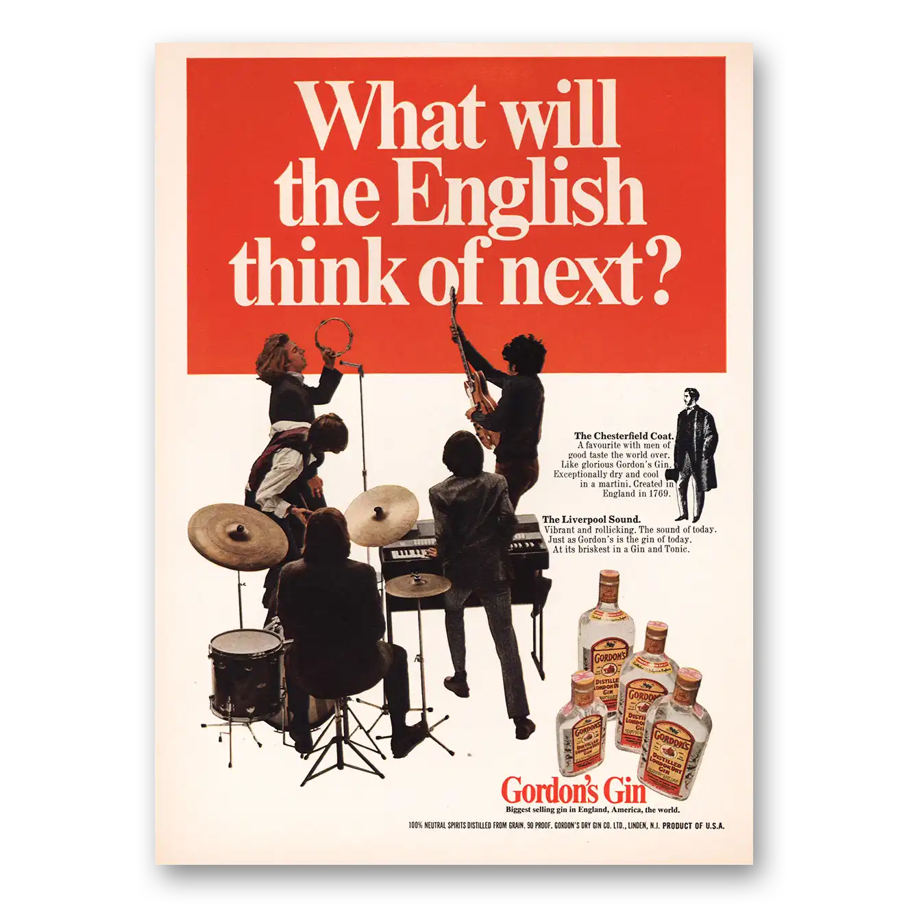 1967 Gordons Gin What Will English Think of Next Vintage Magazine Print Ad