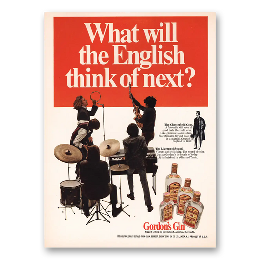 1967 Gordons Gin What Will English Think of Next Vintage Magazine Print Ad