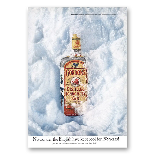 1967 Gordons Gin Kept Cool for 198 Years Vintage Magazine Print Ad