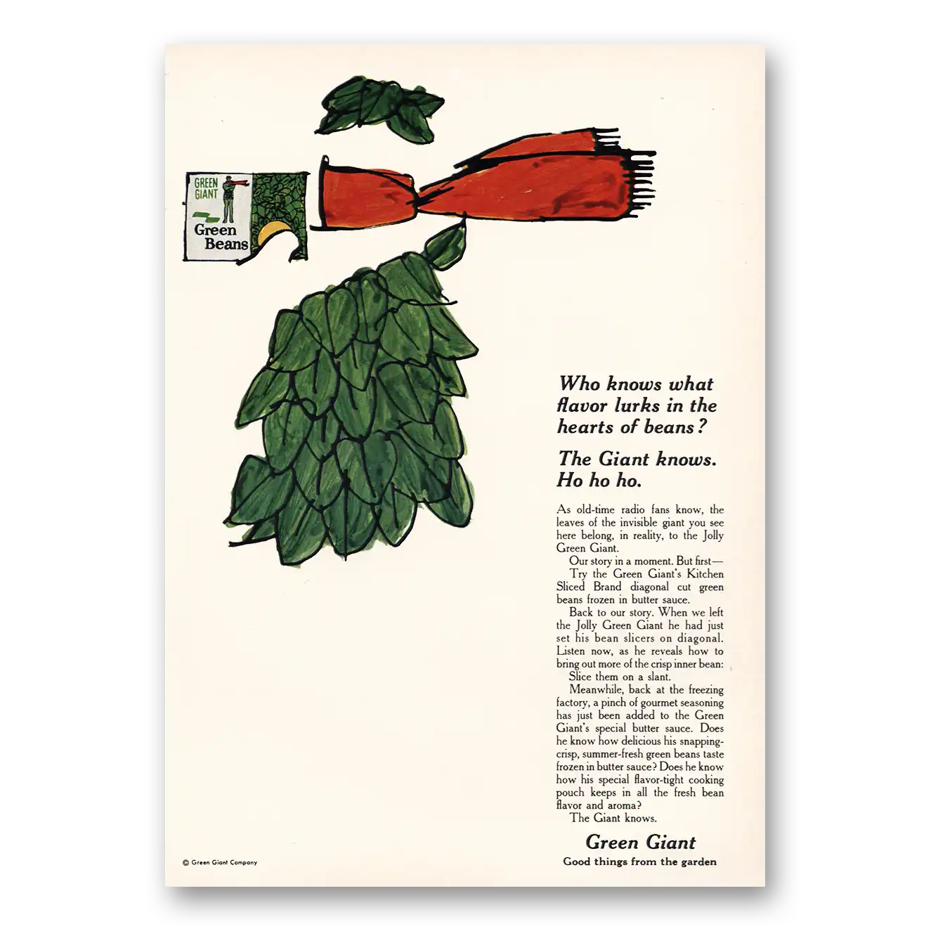 1967 Green Giant Who Knows What Flavor Lurks Vintage Magazine Print Ad