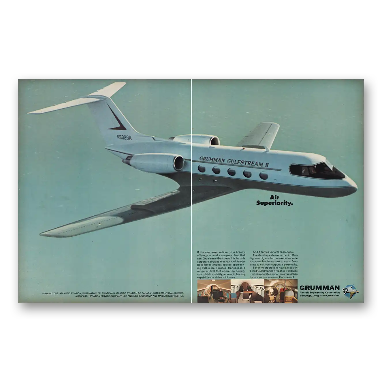 1967 Grumman Gulfstream Air Superiority Vintage Magazine Print Ad