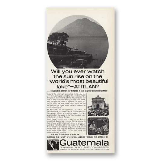 1967 Guatemala Worlds Most Beautiful Lake Vintage Magazine Print Ad