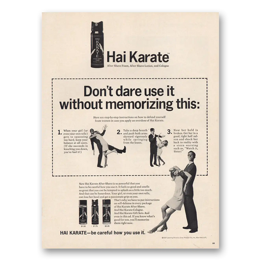 1967 Hai Karate Don’t Dare Use Without Memorizing Vintage Magazine Print Ad