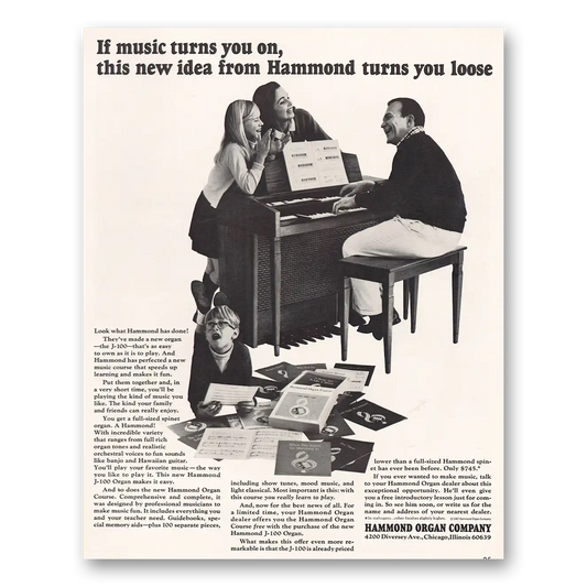 1967 Hammond Organ Music Turns You On Vintage Magazine Print Ad