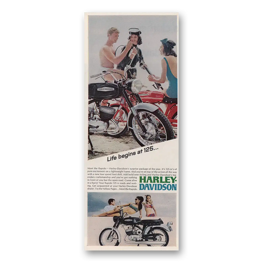 1967 Harley Davidson 125 Life Begins at 125 Vintage Magazine Print Ad