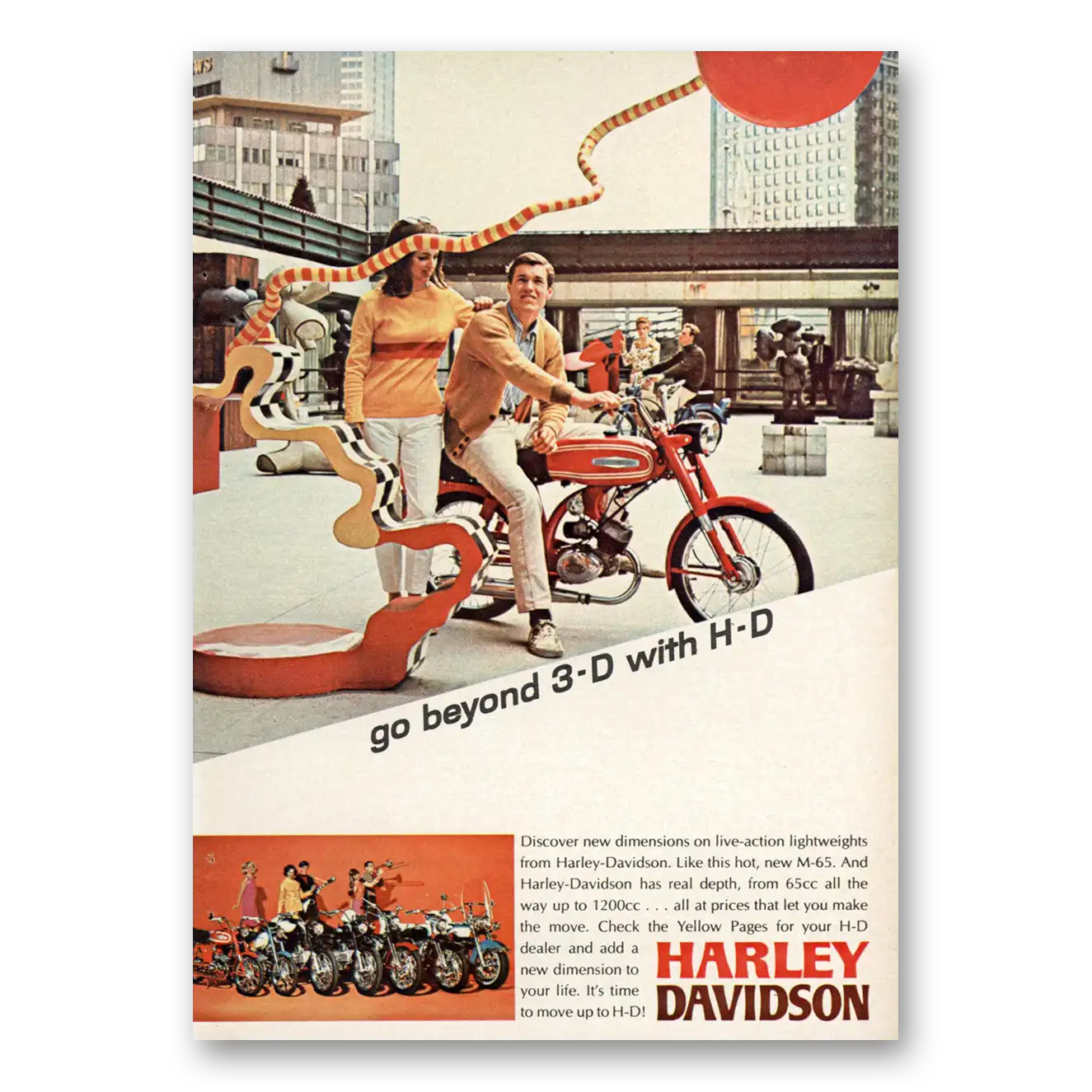 1967 Harley Davidson M65 Go Beyond 3D with HD Vintage Magazine Print Ad