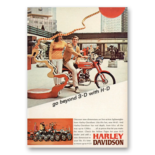 1967 Harley Davidson M65 Go Beyond 3D with HD Vintage Magazine Print Ad