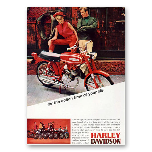 1967 Harley Davidson M65 Action Time of Your Life Vintage Magazine Print Ad