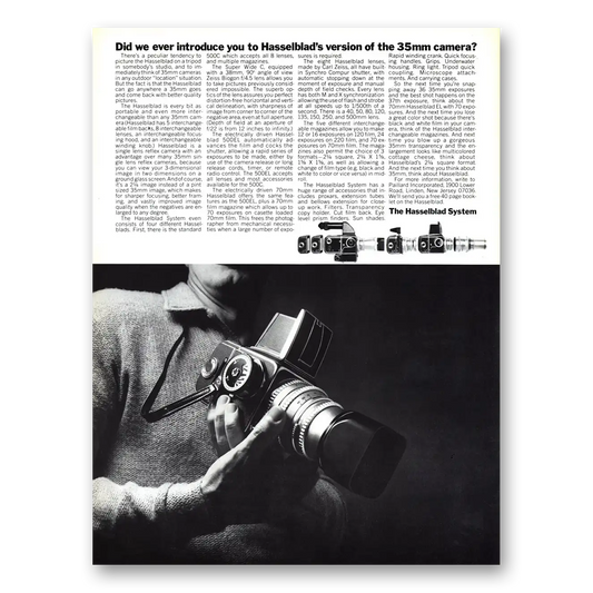 1967 Hasselblad Version of the 35mm Camera Vintage Magazine Print Ad