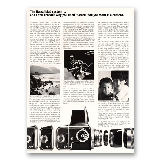 1967 Hasselblad Even If All You Want Is a Camera Vintage Magazine Print Ad