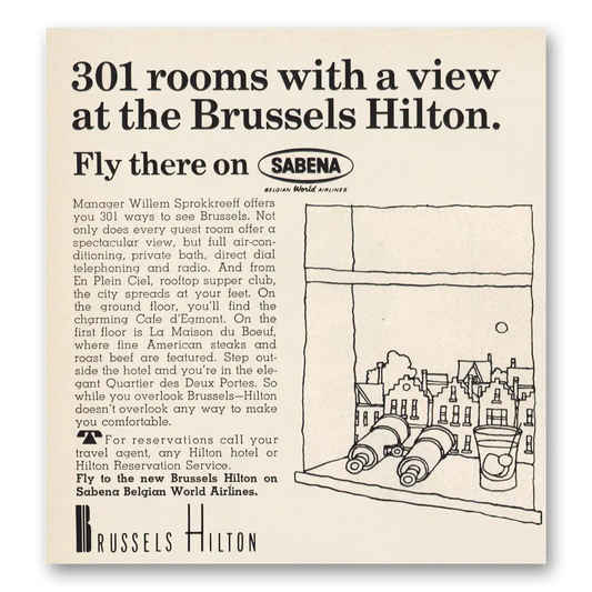 1967 Hilton Hotels 301 Rooms With View Vintage Magazine Print Ad