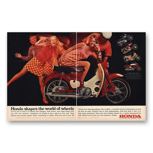 1967 Honda Motorcycle Shapes World of Wheels New Designs Vintage Magazine Print Ad