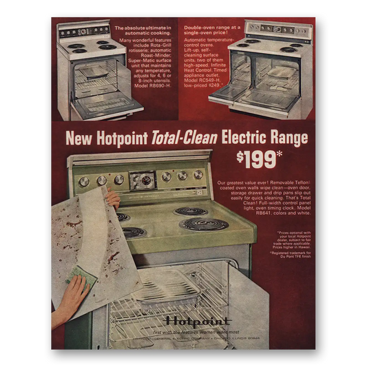 1967 Hotpoint Electric Range Total Clean Vintage Magazine Print Ad