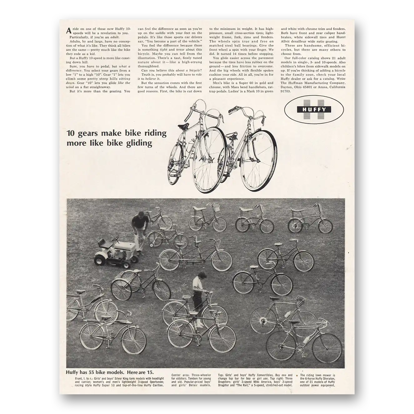 1967 Huffy 10 Gears Bike Riding Vintage Magazine Print Ad