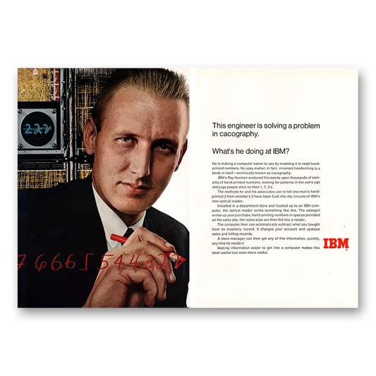 1967 IBM Computers Engineer Solving a Problem Cacography Vintage Magazine Print Ad