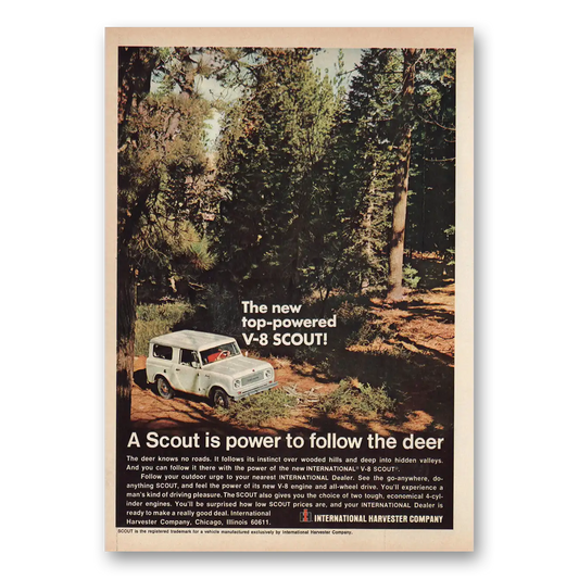 1967 International Harvester Scout Power to Follow the Deer Vintage Magazine Print Ad