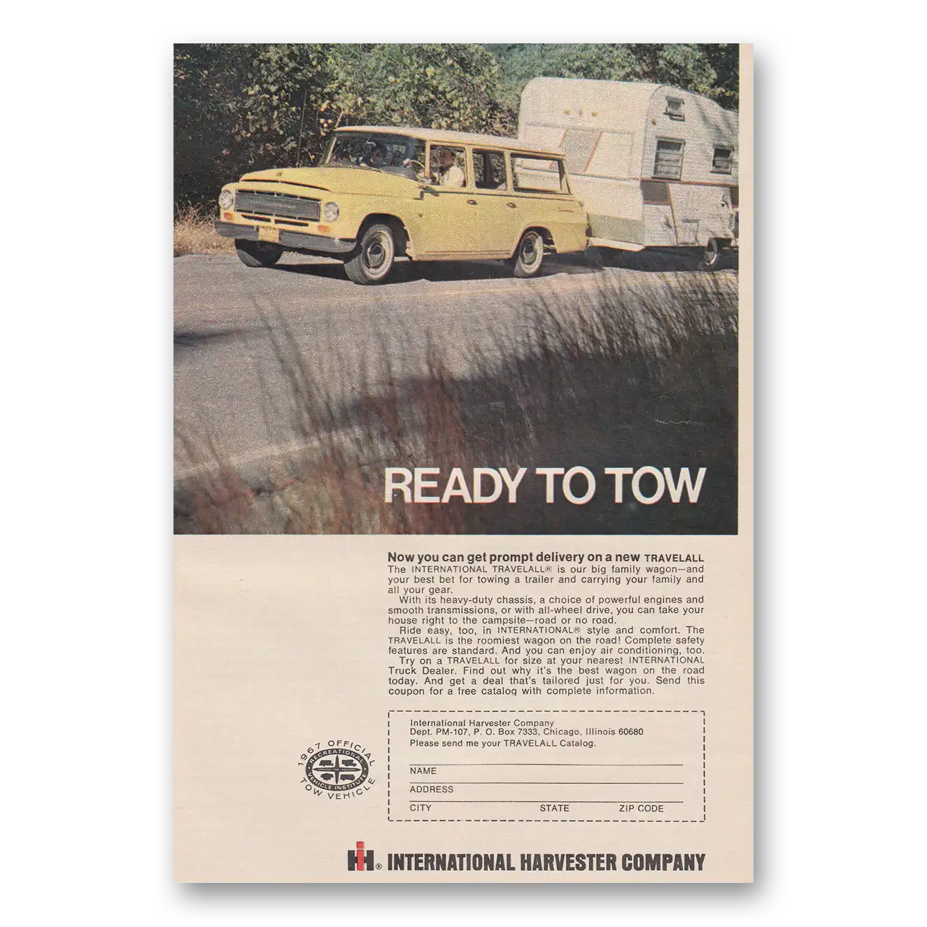 1967 International Harvester Pickup Ready to Tow Vintage Magazine Print Ad