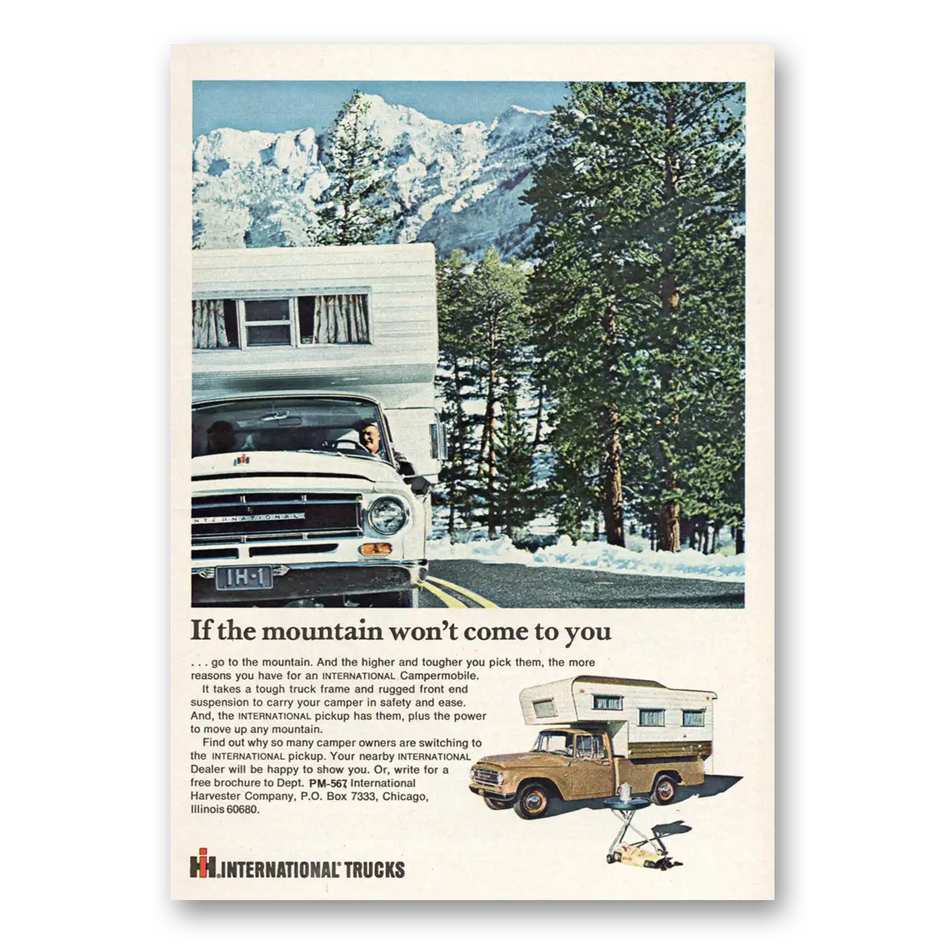 1967 International Harvester Pickup Mountain Won't Come To You Vintage Magazine Print Ad