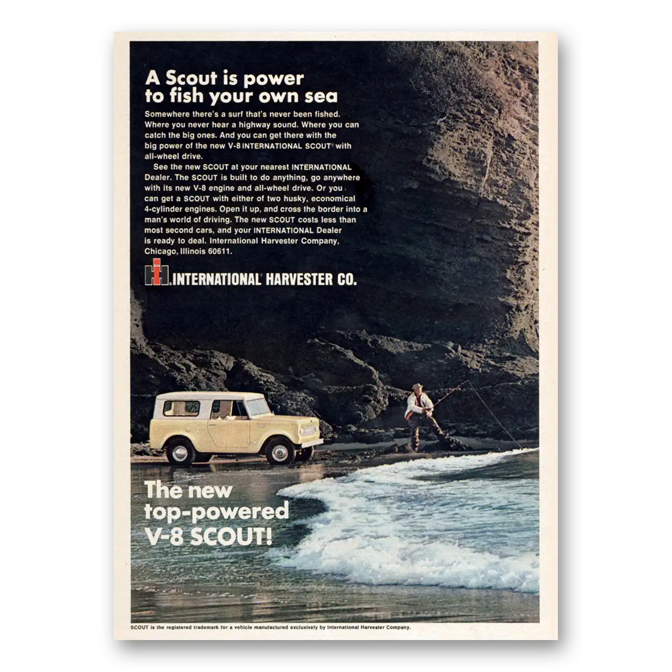 1967 International Harvester Scout Power to Fish Your Own Sea Vintage Magazine Print Ad