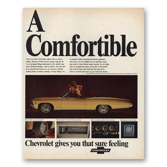 1967 Chevrolet Impala A Comfortible Vintage Magazine Print Ad