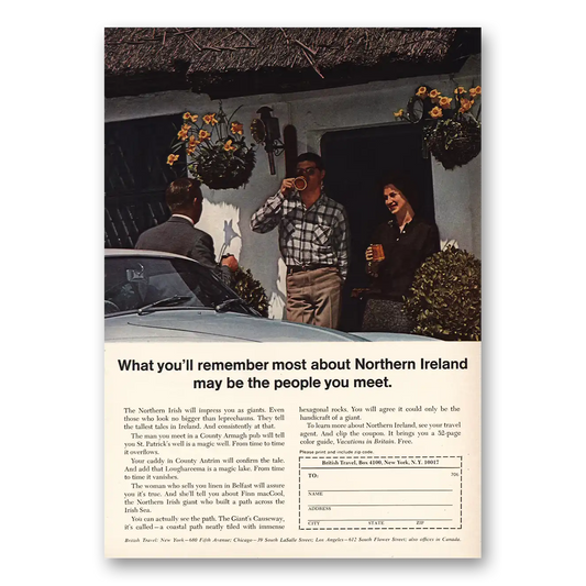 1967 British Travel Remember Most Northern Ireland Vintage Magazine Print Ad