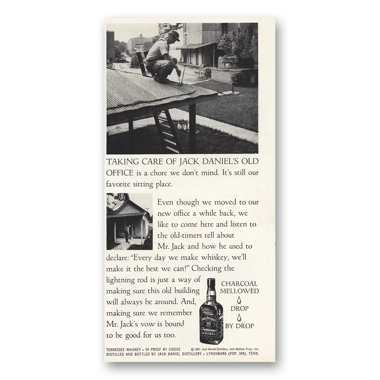 1967 Jack Daniels Taking Care of Old Office Vintage Magazine Print Ad