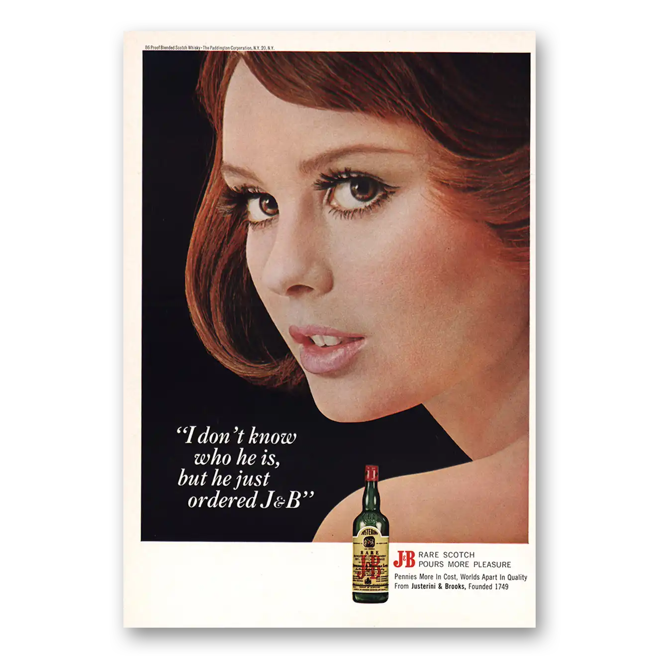 1967 J&B I Don’t Know Who He Is Vintage Magazine Print Ad