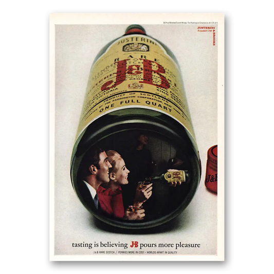 1967 J&B Tasting is Believing Vintage Magazine Print Ad