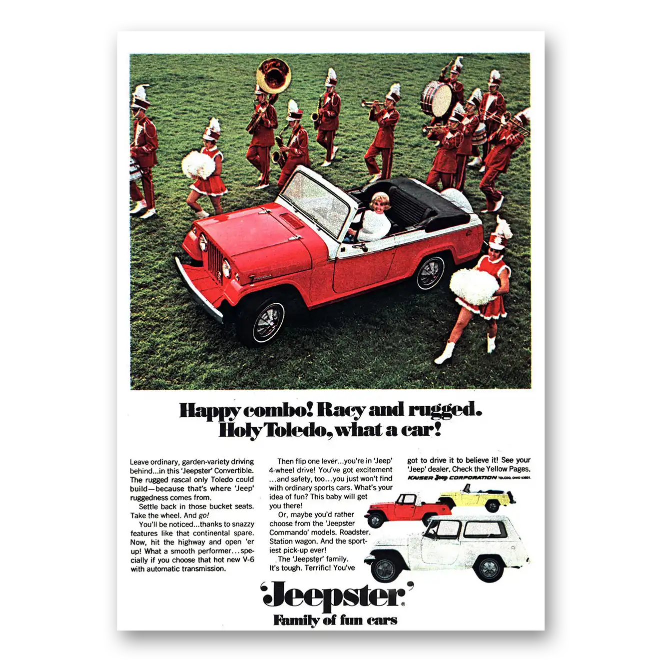 1967 Jeep Jeepster Happy Combo Racy and Rugged Vintage Magazine Print Ad